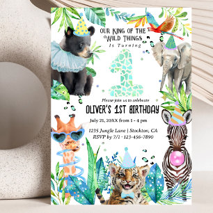 Convites animais de festa Birthday Safari tropical