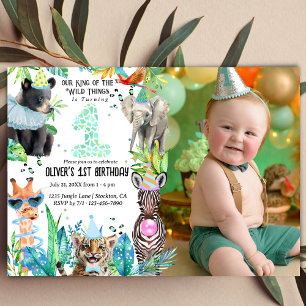 Convites animais de festa Birthday Safari tropical
