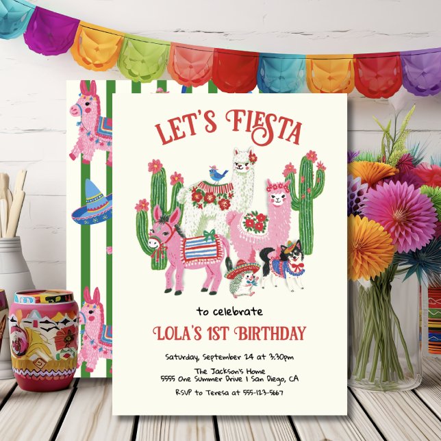 Convites Animais de Festa de Aniversário Mexicana (Criador carregado)