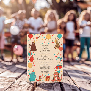 Convites Animais de Festa e Confetes Personalizados para An