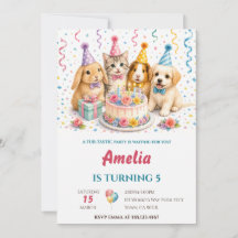 Animais de Festa Fofos em Aquarela Bolo de Anivers