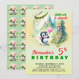 Convites Animais de Festa Fofos Pinguim Menino Menina