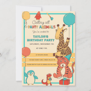 Convites Animais de Festa Girafa Divertida, Aniversário de