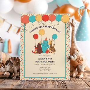 Convites Animais de Festa Hipopótamo, Girafa, Urso Aniversá