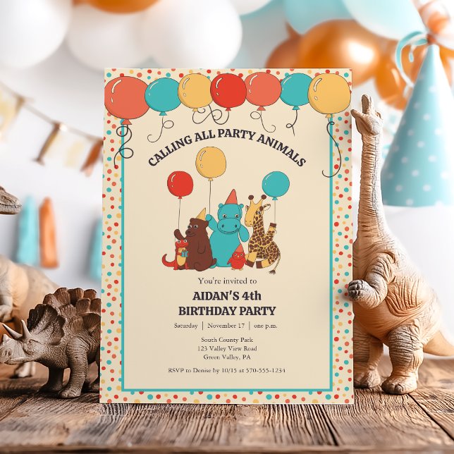 Convites Animais de Festa Hipopótamo, Girafa, Urso Aniversá (Criador carregado)