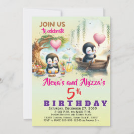 Convites Animais de Festa Modernos e Fofos Pinguim Aquarela