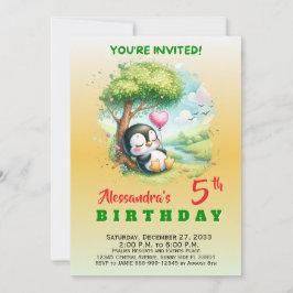 Convites Animais de Festa Modernos Pinguim Aquarela