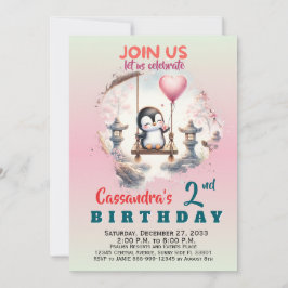 Convites Animais de Festa Modernos Pinguim Menino Menina