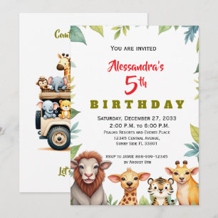 Convites Animais de Festa Modernos Safari da Selva