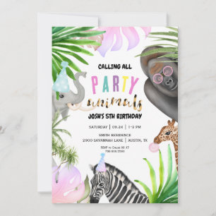 Convites Animais de Festa na Selva Aniversário