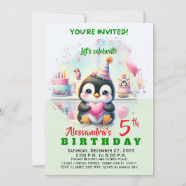 Convites Animais de Festa Orçamento Fofo Pinguim Aquarela