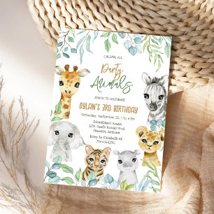 Convites Animais de Festa Safari Selva Zoológico Aniversári