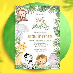 Convites Animais de Festa Safari Selva Zoológico Aniversári