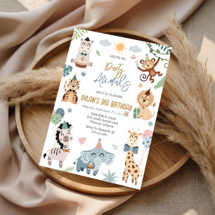 Convites Animais de Festa Safari Selva Zoológico Aniversári