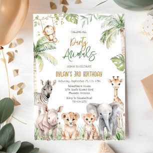 Convites Animais de Festa Safari Selva Zoológico Aniversári