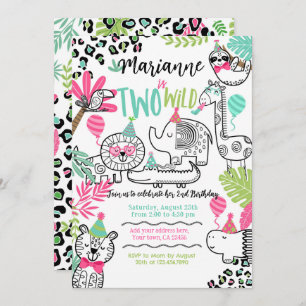 Convites Animais de festa, segundo aniversário Safari Selva