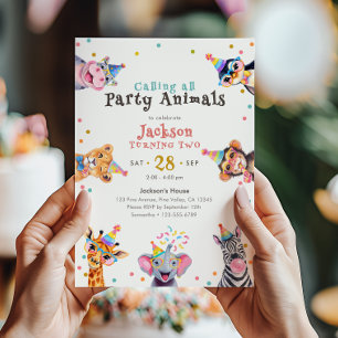 Convites Animais de Festa Tema Safari de 2º Aniversário