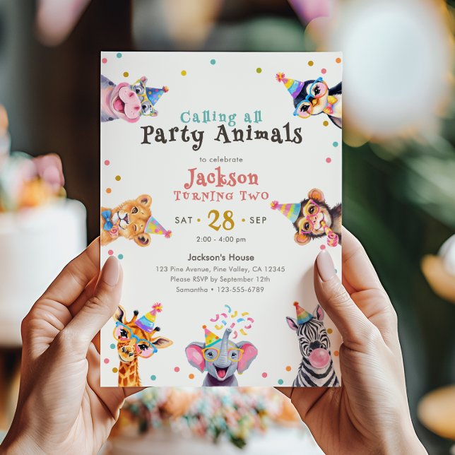 Convites Animais de Festa Tema Safari de 2º Aniversário (Criador carregado)