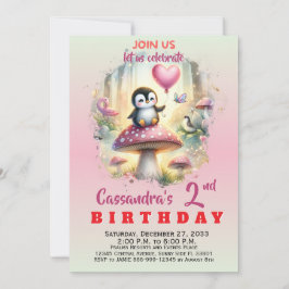 Convites Animais de Festa Tendência Pinguim Menino Menina C