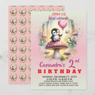 Convites Animais de Festa Tendência Pinguim Menino Menina C