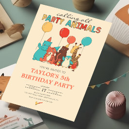 Convites Animais de Festa Tigre, Pinguim, Girafa Aniversári