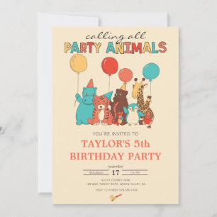 Convites Animais de Festa Tigre, Pinguim, Girafa Aniversári