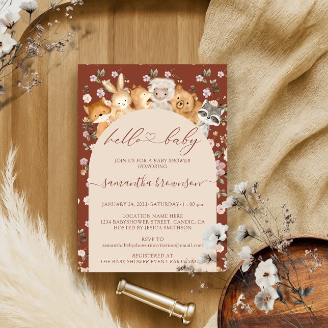 Convites Animais de Floresta de Chá de fraldas de Alô Molha (Criador carregado)