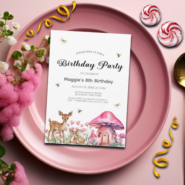 Convites Animais de floresta e Cogumelos de fada 8º anivers (Criador carregado)