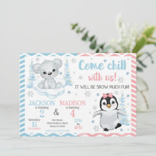 Convites Animais de Inverno do Ártico Aniversário Conjunto