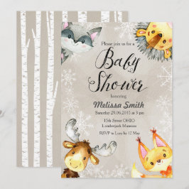 Convites Animais de inverno Woodland Bebê Invasores