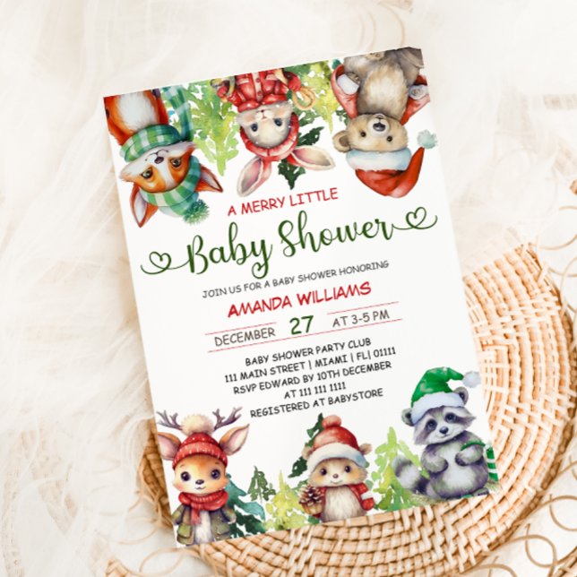 Convites Animais de Natal Chá de Bebê (Criador carregado)