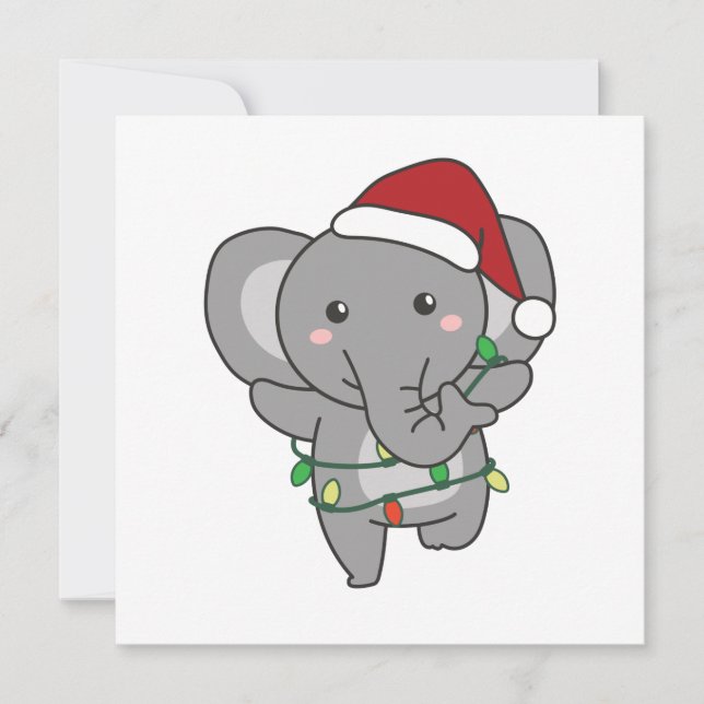 Convites Animais de Natal Elefante de Inverno Elefantes (Frente)