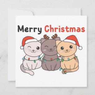 Convites Animais de Natal Gatos Fofos Gatos Feliz Natal Em
