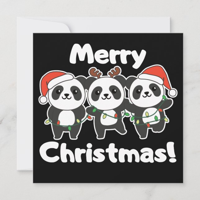 Convites Animais de Natal Panda Presentes de Natal Feliz Na (Frente)