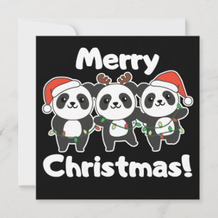 Convites Animais de Natal Panda Presentes de Natal Feliz Na
