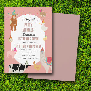 Convites Animais de Petting Zoo Festa do Celeiro Aniversári