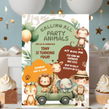 Animais de Safari Aventura de Aniversário Menino