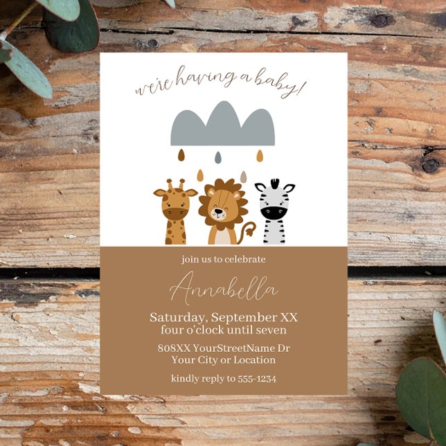 Convites Animais de Safari Boho Fofos para Bebê (Criador carregado)