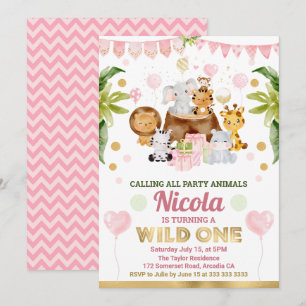 Convites Animais de Safari da Selva em Aquarela Aniversário