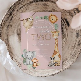 Convites Animais de Safari da Selva Tropical Rosa 