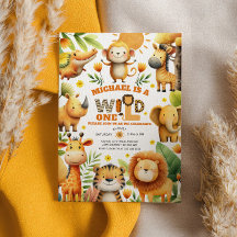 Animais de Safari em Aquarela WILD ONE 1º Aniversá