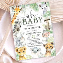 Animais de Safari na Selva Baby Shower Oh Bebê 