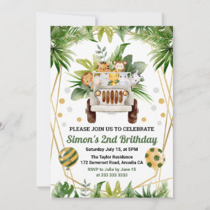 Convites Animais de Safari na Selva em Aquarela Aniversário