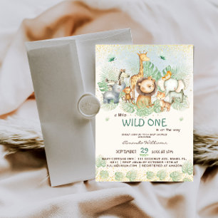 Convites Animais de safári na selva tropical baby shower 