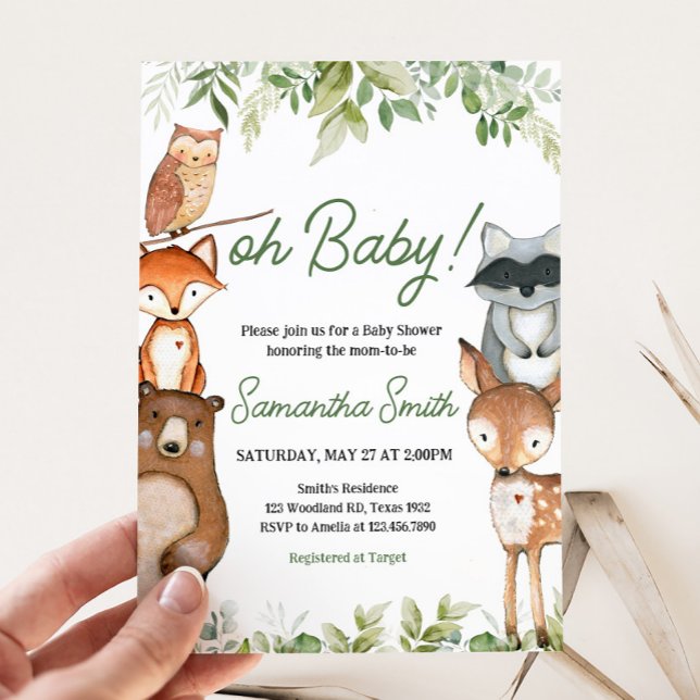 Convites Animais de Safari no Jungle Festa de Bebê (Safari Jungle Animals Baby Shower Invitation)