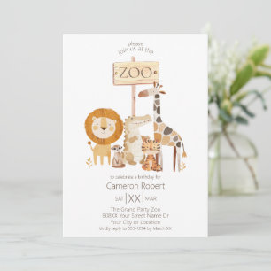 Convites Animais de Zoológico Bebês Fofos