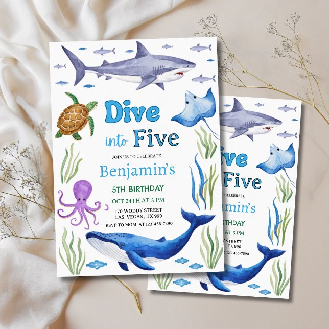 Convites Animais debaixo do Mar Festa de Aniversário (Under the Sea Animals Birthday Party Invitation
)