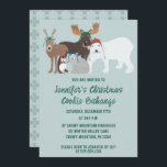 Convites Animais do Ártico na Festa de Natal do Winter Hats<br><div class="desc">Estes convites personalizados são perfeitos para festas de férias e outros eventos de inverno. Eles apresentam ilustrações pintadas de animais agudos do Ártico vestindo chapéus de inverno de malha. Há um urso polar, um alce, uma rena, um alfinete, e raposa do Ártico. Todo o texto destes convites está pronto para...</div>