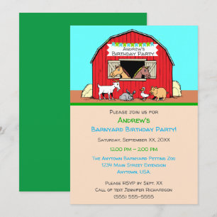 Convites Animais do Barnyard Petting Festa de aniversário 
