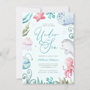 Convites Animais Do Oceano Sob O Chá de fraldas Do Menino D